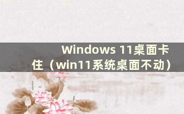 Windows 11桌面卡住（win11系统桌面不动）